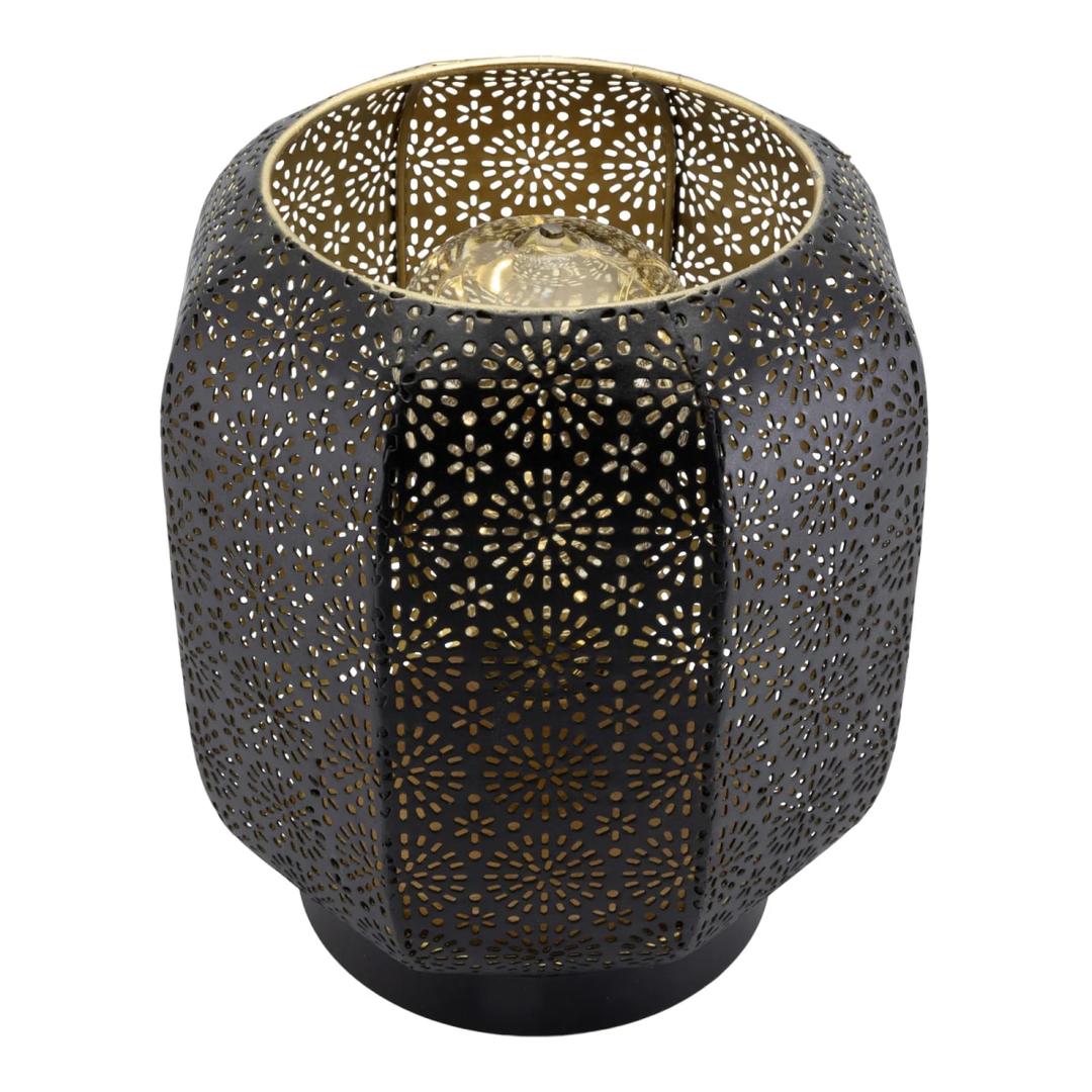 Lanterne LED sans fil, métal ajouré MARRAKECH SECURIT - Lanterne Securit MARRAKECH vue de dessus, intérieur doré