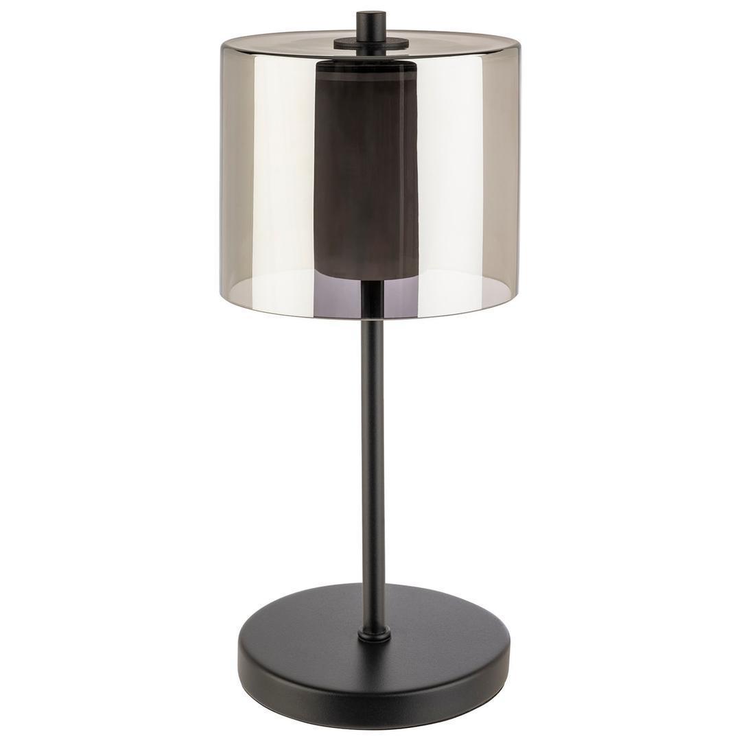 Lampe de table LED sans fil, verre fumé ANTON APS - Lampe de table LED rechargeable APS ANTON noire, vue de face
