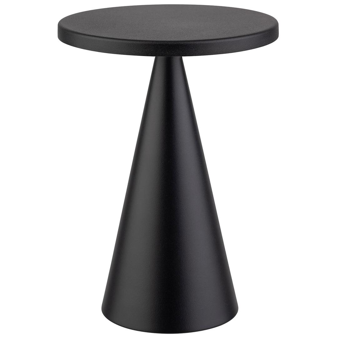 Lampe de table LED sans fil, forme conique CONE APS - Lampe de table LED rechargeable APS CONE noire, vue de face