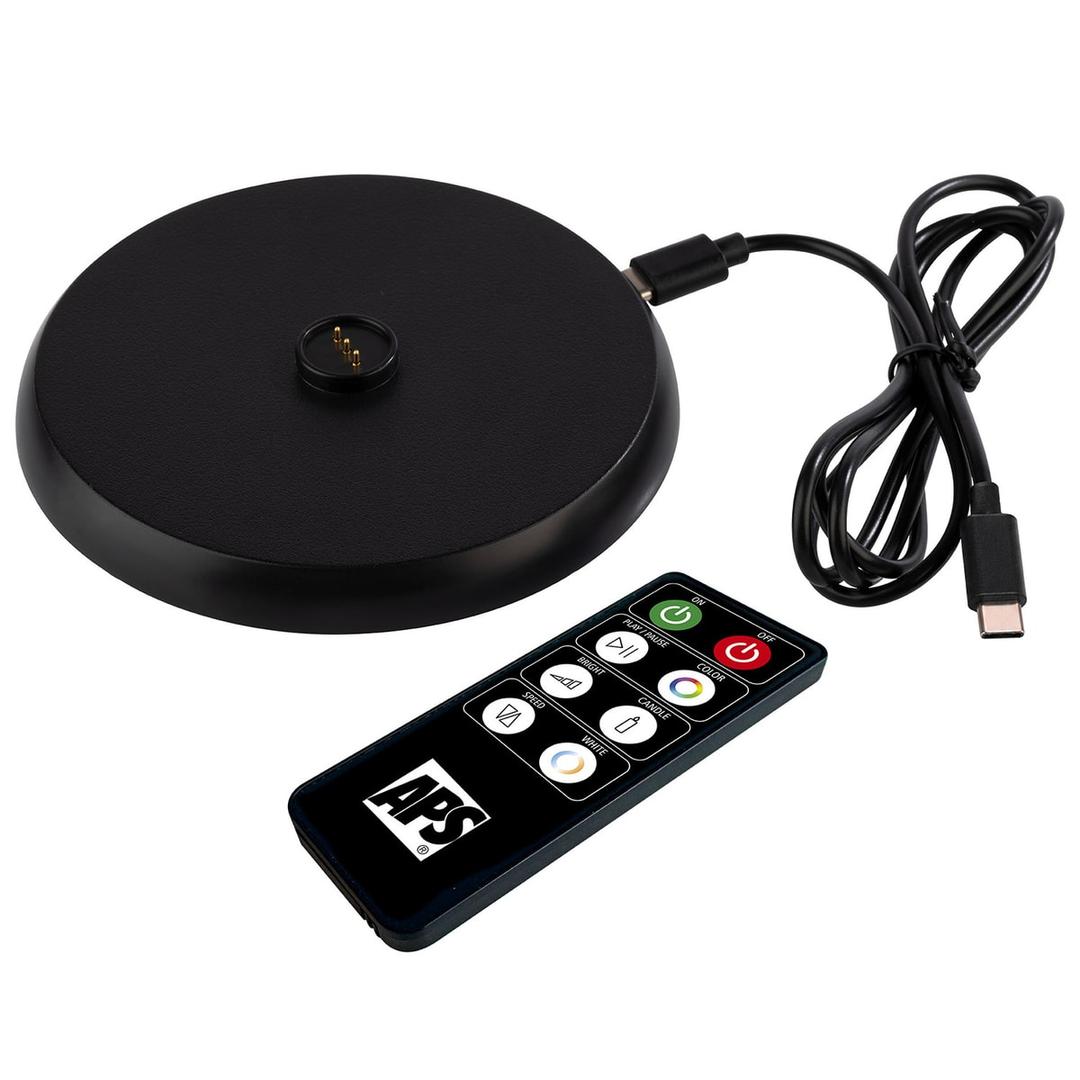 Lampe de table LED sans fil, forme conique CONE APS - Socle de charge, câble USB-C et télécommande fournis avec la lampe APS CONE