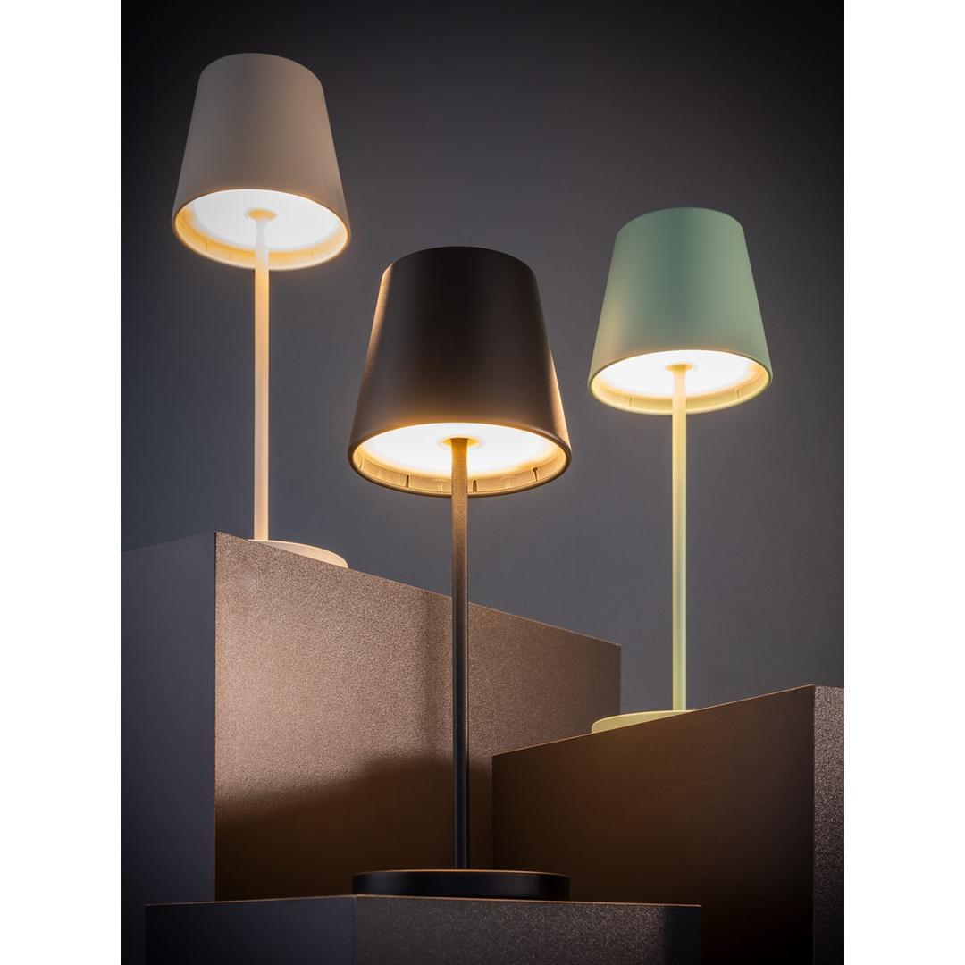 Lampe de table LED sans fil, abat-jour en métal MERLE APS - Abat-jour allumés de trois lampes de table APS MERLE