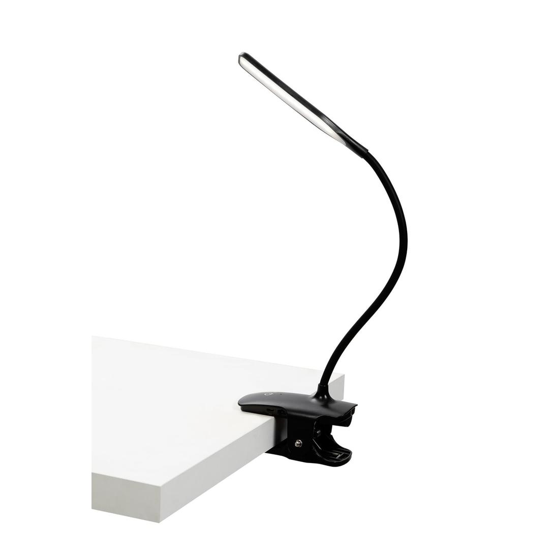 Lampe à pince LED sans fil, bras flexible LEDCLIP ALBA - Lampe ALBA LEDCLIP pincée sur le bord d'un plateau