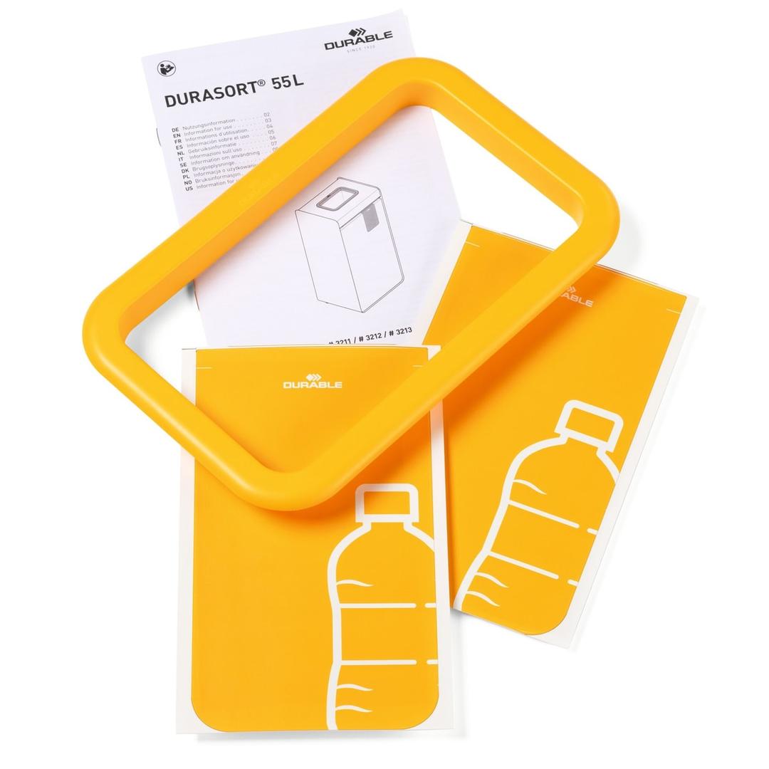 Borne de tri sélectif 55 litres DURASORT plastique DURABLE - Borne de tri sélectif DURABLE DURASORT plastique, anneau d'insertion et pictogrammes