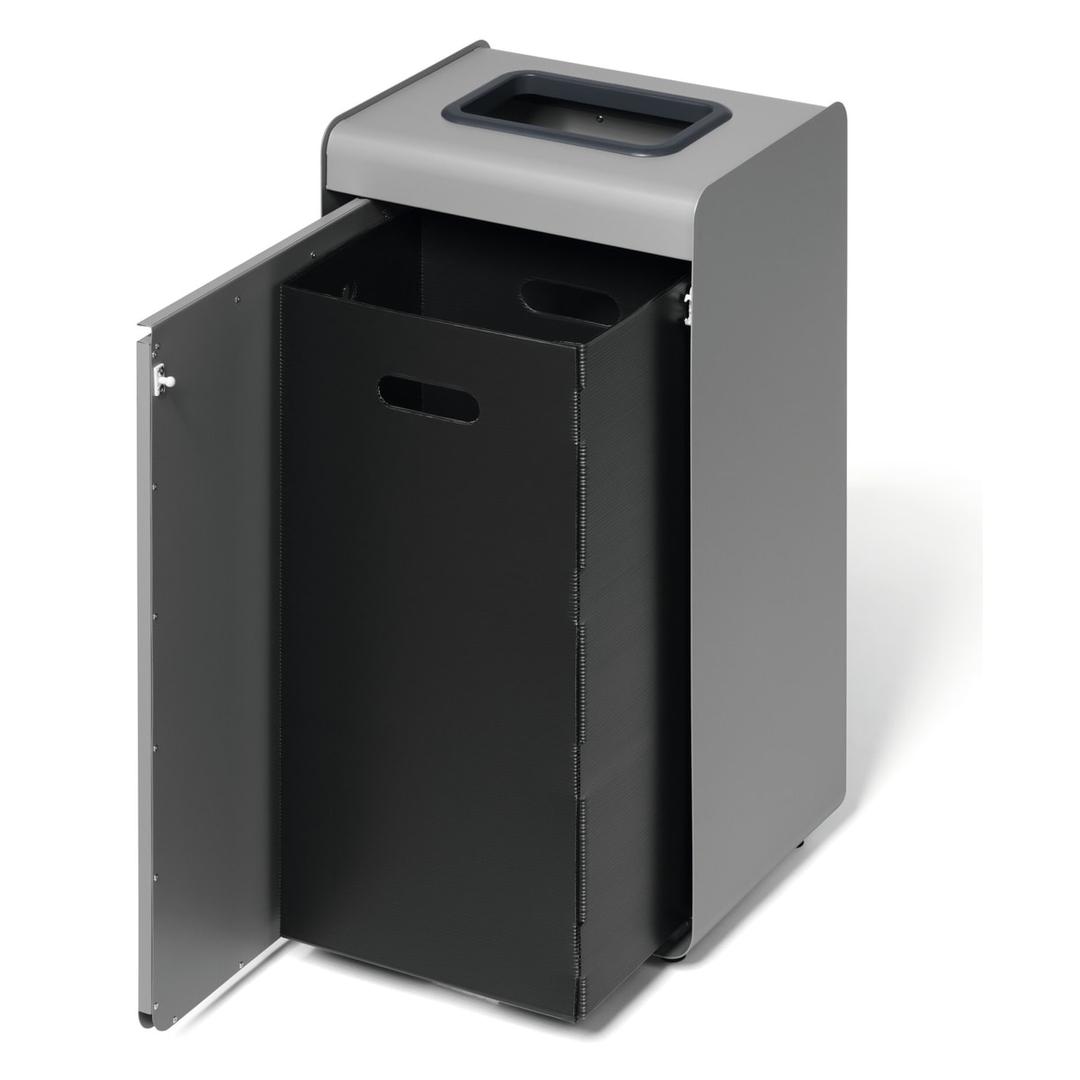 Borne de tri sélectif 55 litres DURASORT déchets résiduels DURABLE - Borne de tri sélectif DURABLE DURASORT déchets résiduels, porte ouverte sur le bac intérieur