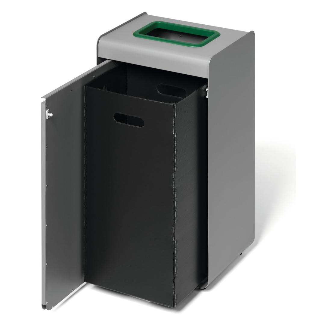 Borne de tri sélectif 55 litres DURASORT verre DURABLE - Borne de tri sélectif DURABLE DURASORT verre, porte ouverte sur le bac intérieur