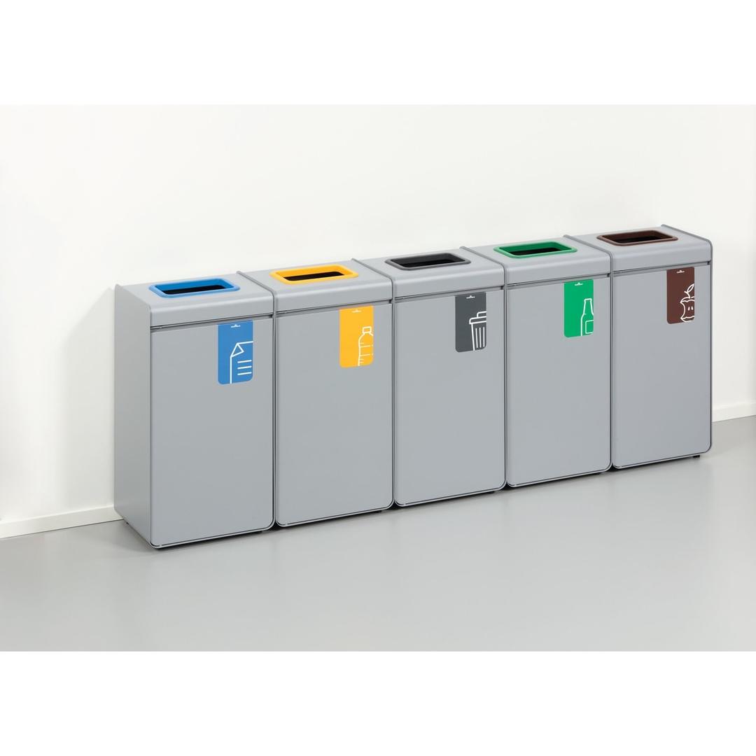 Borne de tri sélectif 55 litres DURASORT verre DURABLE - Borne de tri sélectif DURABLE DURASORT verre, cinq bornes alignées pour les cinq flux