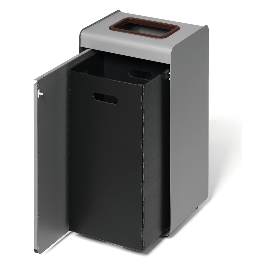 Borne de tri sélectif 55 litres DURASORT biodéchets DURABLE - Borne de tri sélectif DURABLE DURASORT biodéchets, porte ouverte sur le bac intérieur