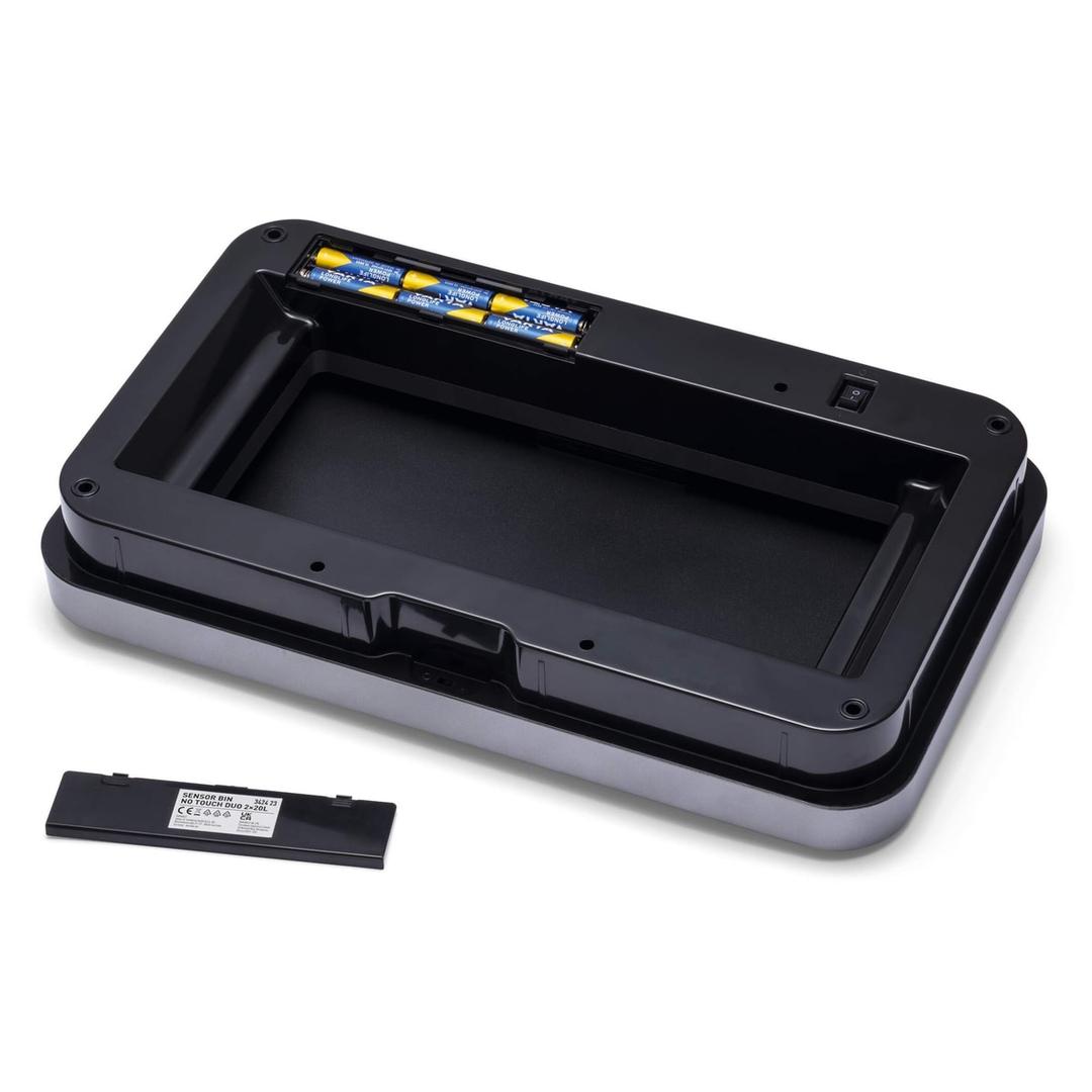Poubelle automatique à capteur 2 × 20 litres NO TOUCH DUO DURABLE - Poubelle automatique DURABLE NO TOUCH DUO, couvercle retiré