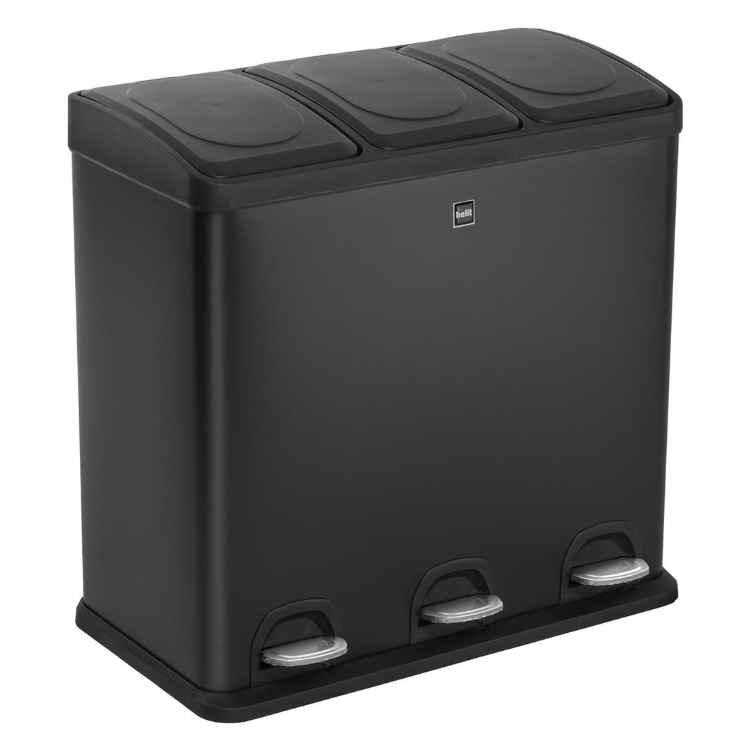 Poubelle de tri à pédale 3 × 20 litres the separator noir HELIT - Poubelle de tri helit the separator 3 × 20 litres noire, vue d'ensemble