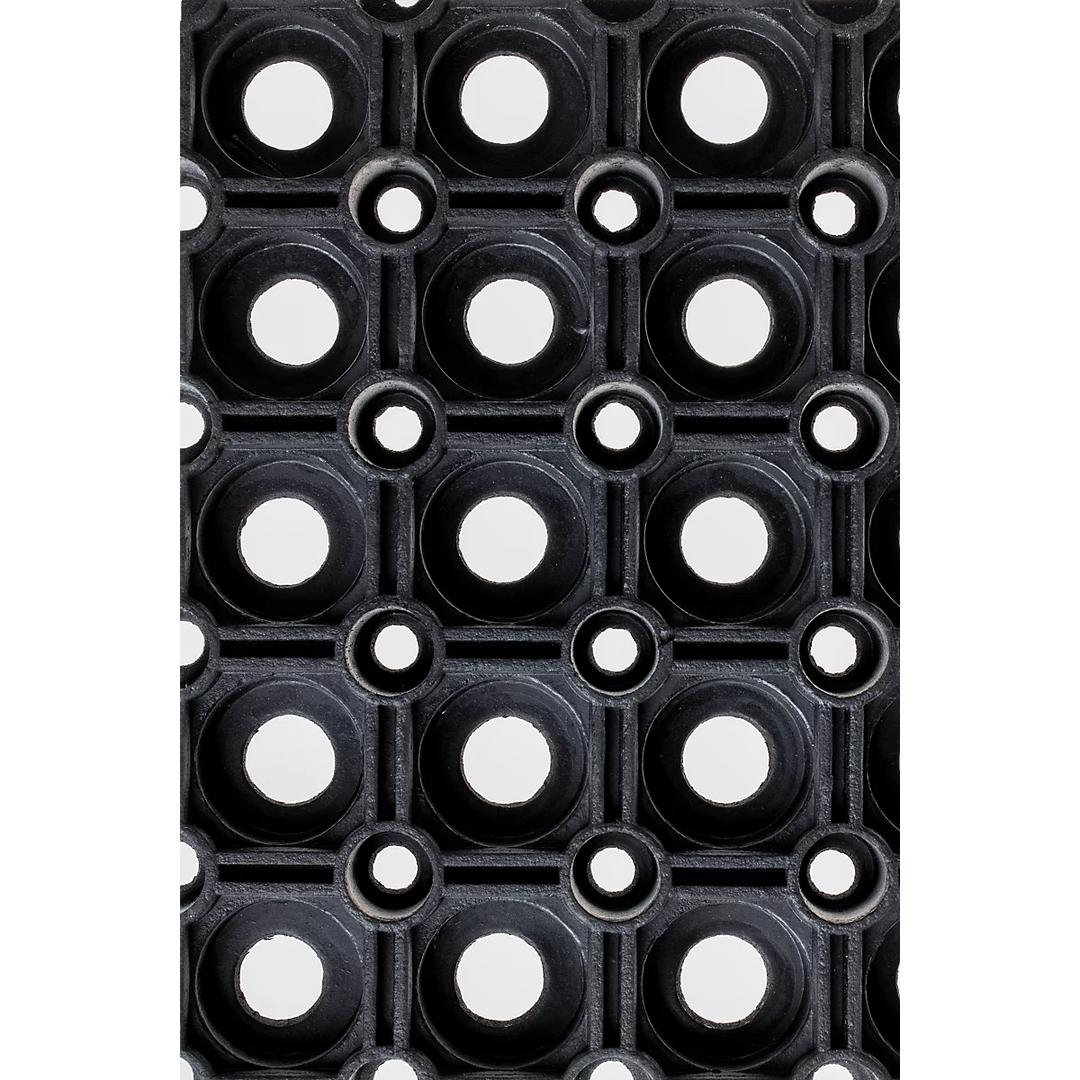 Tapis caillebotis en caoutchouc, intérieur et extérieur EAZYCARE SCRUB MILTEX - Tapis caillebotis miltex EAZYCARE SCRUB noir 80 × 120 cm, ouvertures circulaires, vue de dessus