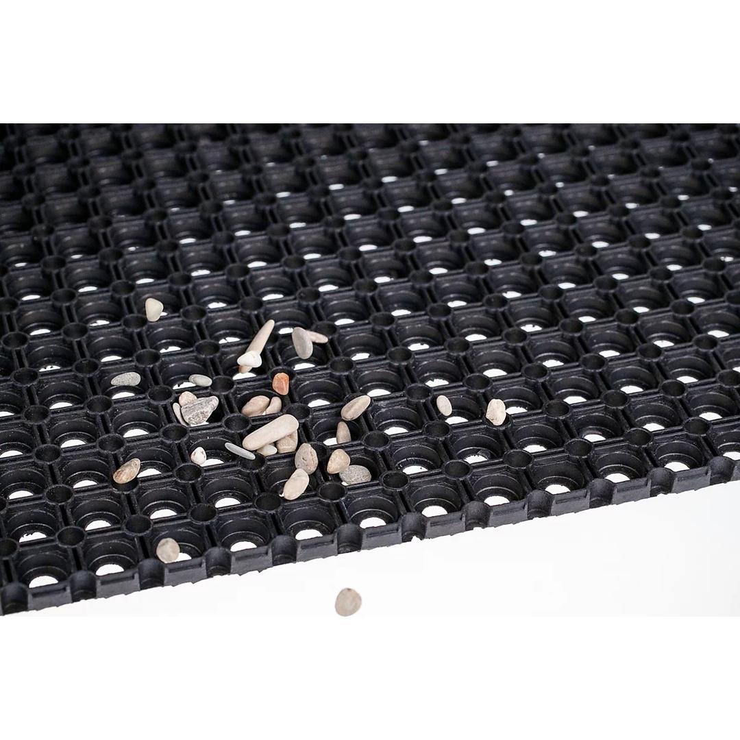 Tapis caillebotis en caoutchouc, intérieur et extérieur EAZYCARE SCRUB MILTEX - Tapis caillebotis miltex EAZYCARE SCRUB noir 80 × 120 cm, gravillons retenus dans les ouvertures