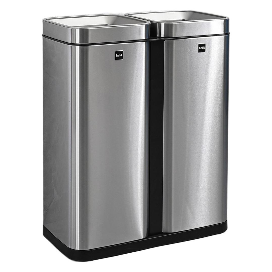 Poubelle de tri 2 × 30 litres, inox the twin bin HELIT - Poubelle de tri helit the twin bin 2 × 30 litres, vue d'ensemble