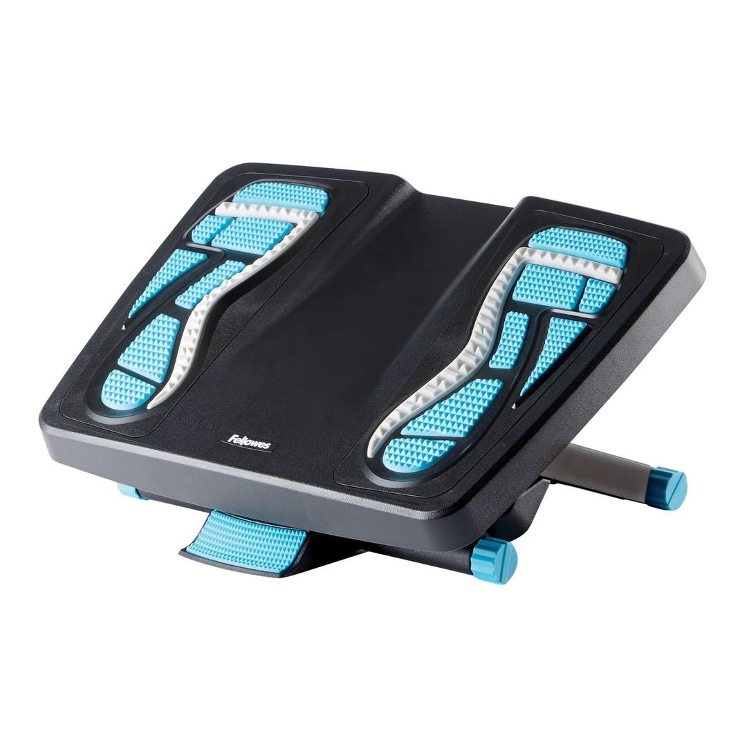 Repose-pieds massant, 3 hauteurs et bascule Energizer FELLOWES - Repose-pieds Fellowes Energizer, vue de trois quarts, surfaces de massage