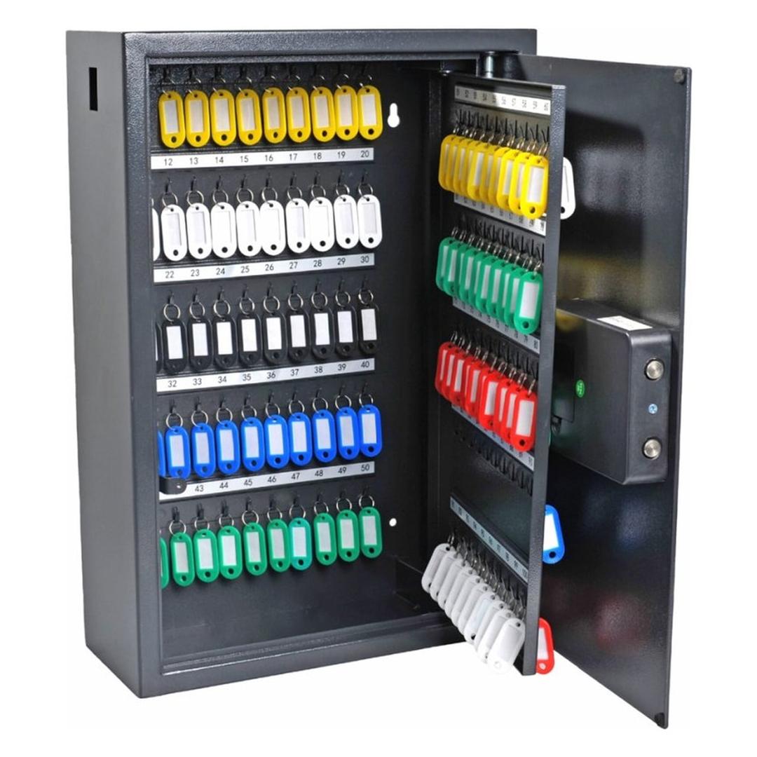Armoire à clés sécurisée à code et empreinte, 20 à 300 clés Armoire à clés sécurisée Advanced PAVO - Armoire à clés sécurisée pavo Advanced 150 clés, porte ouverte