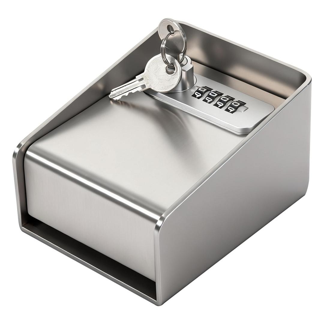 Boîte à clés murale en inox, un trousseau Boîte à clés inox à code PAVO - Boîte à clés murale en inox pavo Boîte à clés inox à code, vue de profil