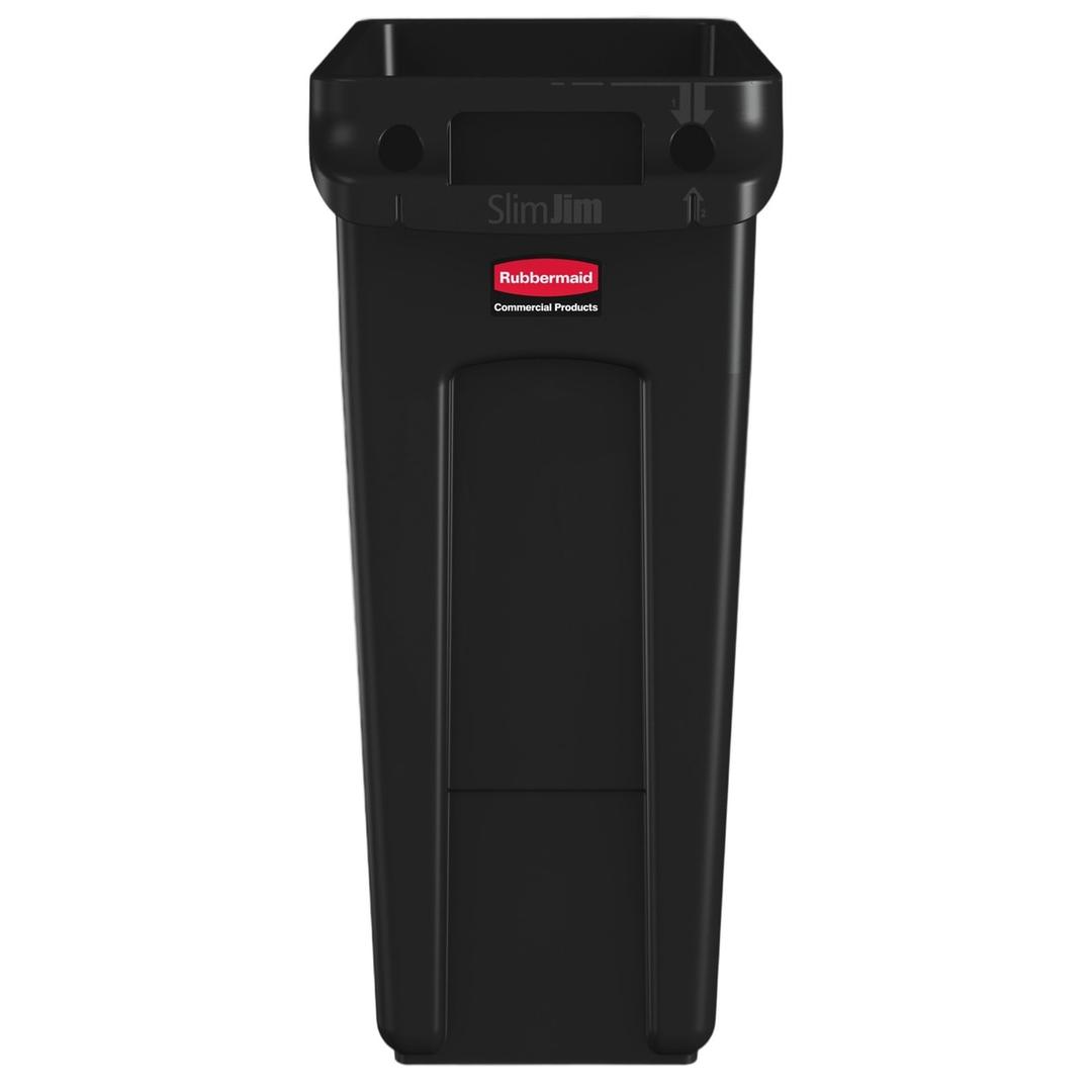 Collecteur de déchets ventilé, 60 ou 87 litres Slim Jim ventilé RUBBERMAID - Collecteur Rubbermaid Slim Jim ventilé 60 litres noir, autre vue