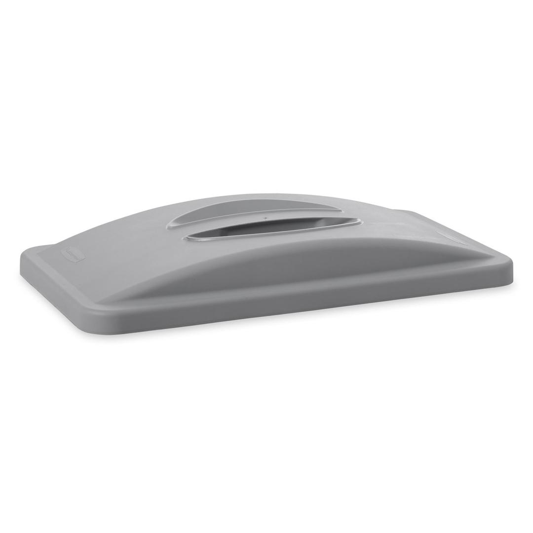 Couvercle à poignée pour collecteur Slim Jim, gris Slim Jim couvercle à poignée RUBBERMAID - Couvercle à poignée gris Rubbermaid Slim Jim, vue de profil