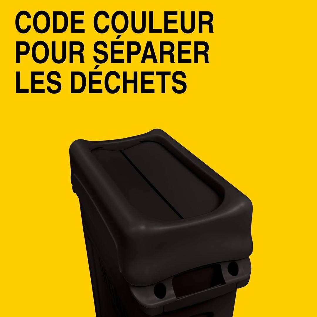 Couvercle basculant pour collecteur Slim Jim Slim Jim couvercle basculant RUBBERMAID - Couvercle basculant Rubbermaid Slim Jim noir, code couleur pour séparer les déchets