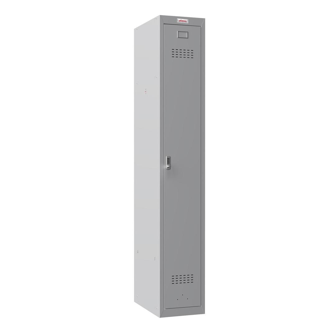 Vestiaire 1 porte en acier, 242 litres PL1130, serrure électronique PHOENIX - Vestiaire Phoenix PL1130 serrure électronique gris clair, vue de trois quarts