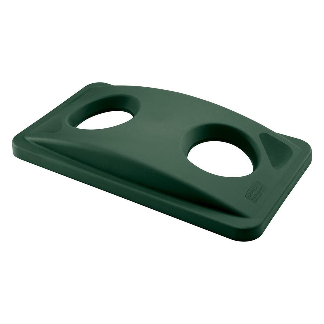 Couvercle de tri bouteilles et canettes pour collecteur Slim Jim Slim Jim couvercle de tri bouteilles RUBBERMAID - Couvercle de tri bouteilles et canettes vert Rubbermaid Slim Jim, vue d'ensemble