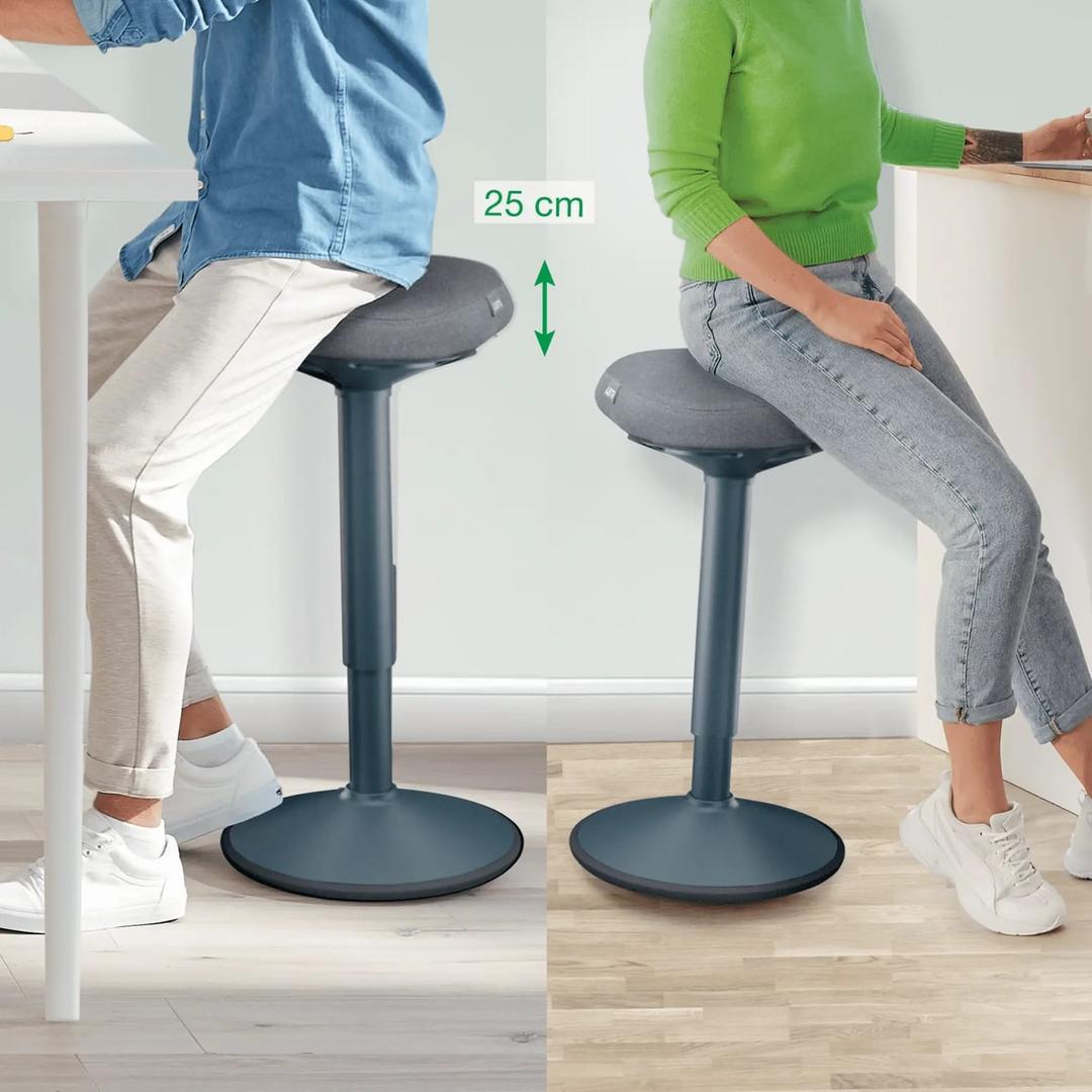 Tabouret assis-debout Ergo Active assis-debout gris foncé LEITZ - Tabouret assis-debout LEITZ Ergo Active assis-debout gris foncé, en appui et assis