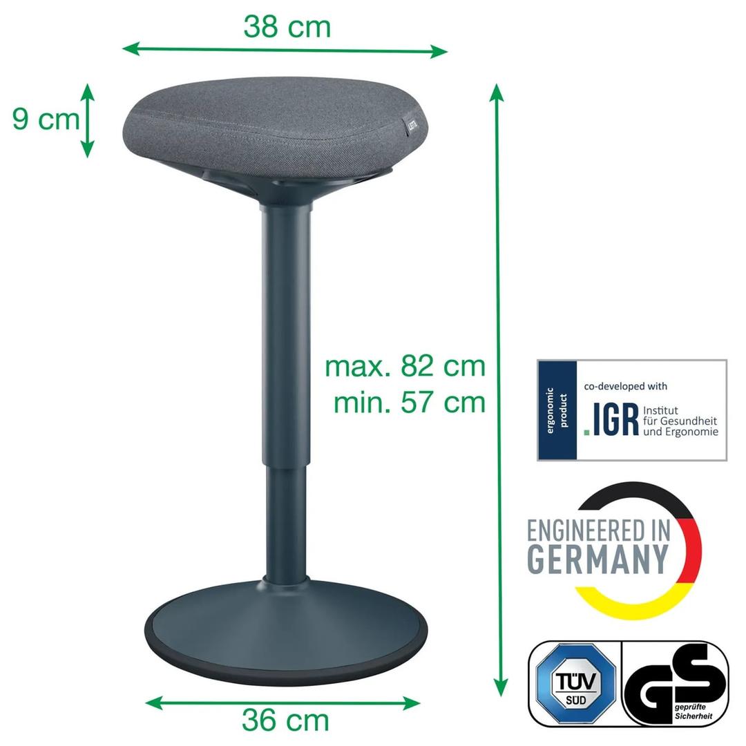Tabouret assis-debout Ergo Active assis-debout gris foncé LEITZ - Tabouret assis-debout LEITZ Ergo Active assis-debout gris foncé, dimensions