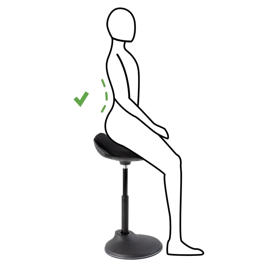 Tabouret assis-debout FLEXY noir ALBA - Tabouret assis-debout ALBA FLEXY noir, position assise
