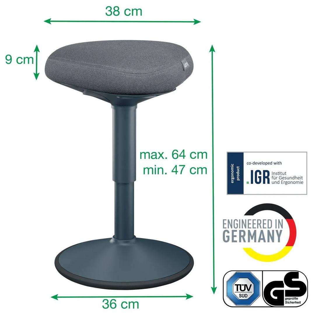 Tabouret actif Ergo Active gris foncé LEITZ - Tabouret actif LEITZ Ergo Active gris foncé, dimensions