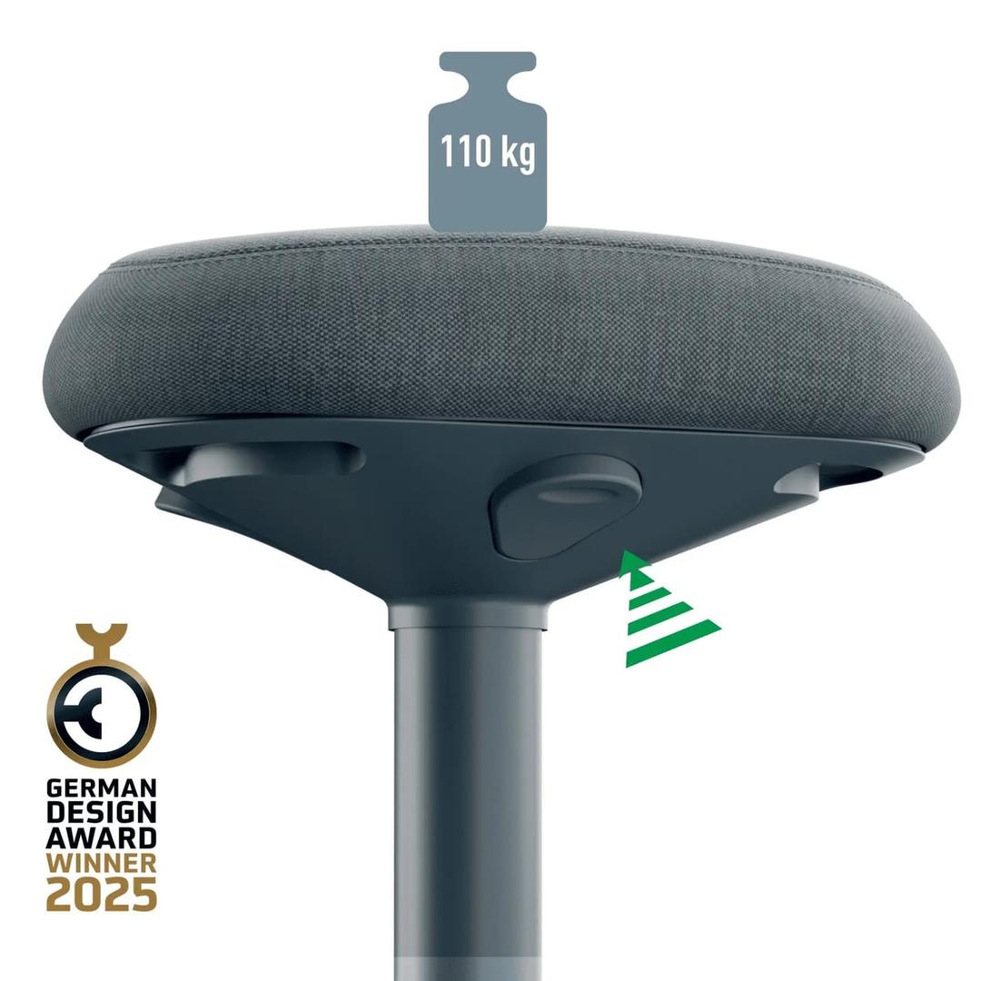 Tabouret actif Ergo Active gris foncé LEITZ - Tabouret actif LEITZ Ergo Active gris foncé, charge de 110 kg