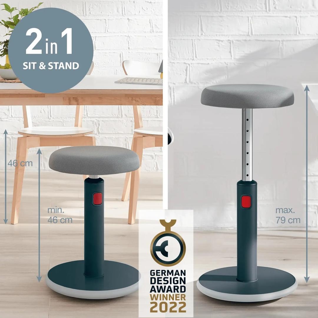 Tabouret assis-debout Ergo Cosy assis-debout 2 en 1 gris LEITZ - Tabouret assis-debout LEITZ Ergo Cosy assis-debout 2 en 1 gris, deux usages