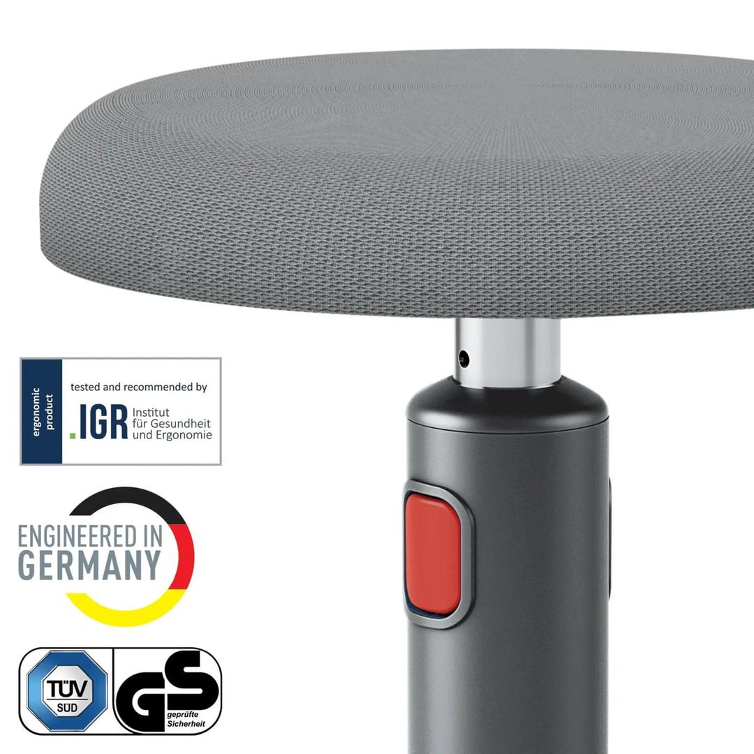 Tabouret assis-debout Ergo Cosy assis-debout 2 en 1 gris LEITZ - Tabouret assis-debout LEITZ Ergo Cosy assis-debout 2 en 1 gris, réglage en hauteur