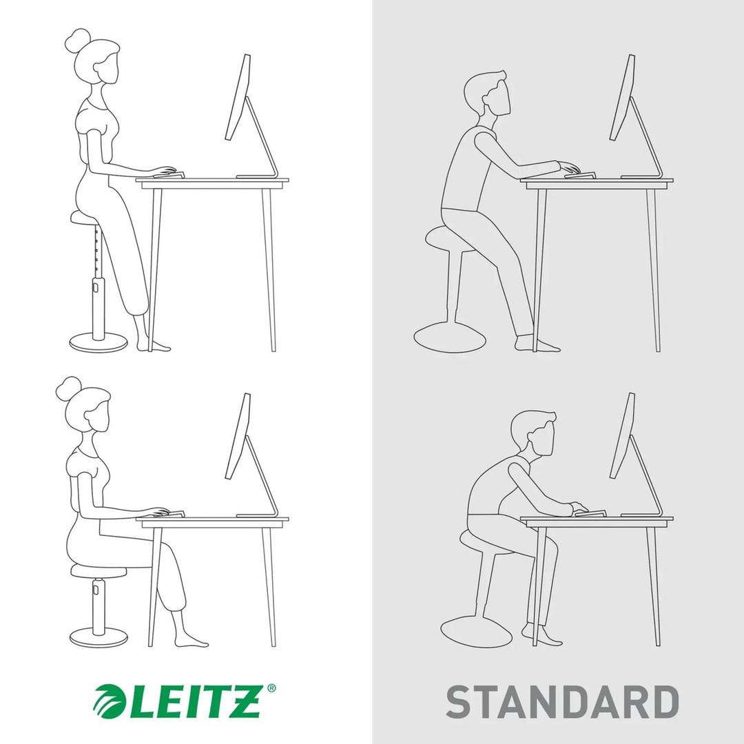 Tabouret assis-debout Ergo Cosy assis-debout 2 en 1 gris LEITZ - Tabouret assis-debout LEITZ Ergo Cosy assis-debout 2 en 1 gris, assis ou debout