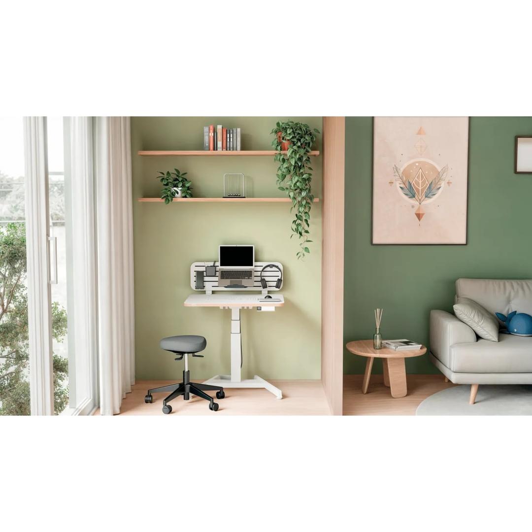 Tabouret à roulettes Ergo assise oscillante gris clair LEITZ - Tabouret à roulettes LEITZ Ergo assise oscillante gris clair, en situation