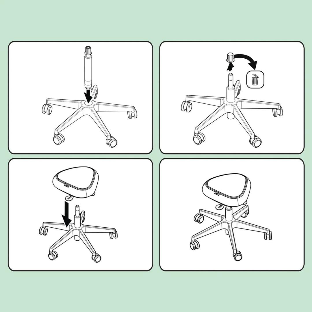 Tabouret à roulettes Ergo assise oscillante gris clair LEITZ - Tabouret à roulettes LEITZ Ergo assise oscillante gris clair, montage