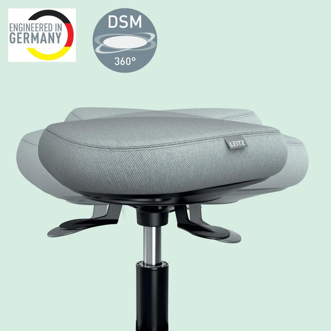 Tabouret à roulettes Ergo assise oscillante gris clair LEITZ - Tabouret à roulettes LEITZ Ergo assise oscillante gris clair, assise inclinable