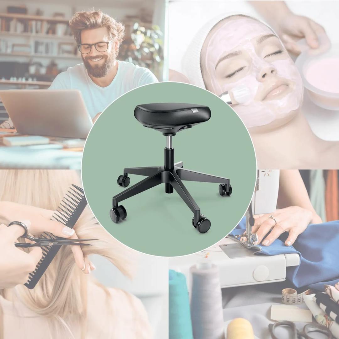 Tabouret à roulettes Ergo assise confortable noir LEITZ - Tabouret à roulettes LEITZ Ergo assise confortable noir, en situation