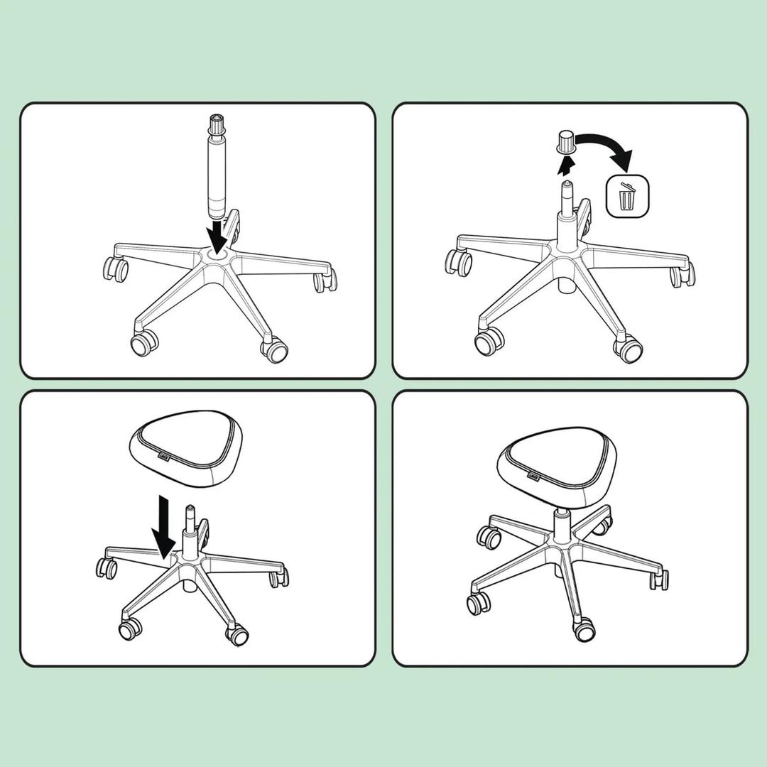 Tabouret à roulettes Ergo assise confortable noir LEITZ - Tabouret à roulettes LEITZ Ergo assise confortable noir, montage