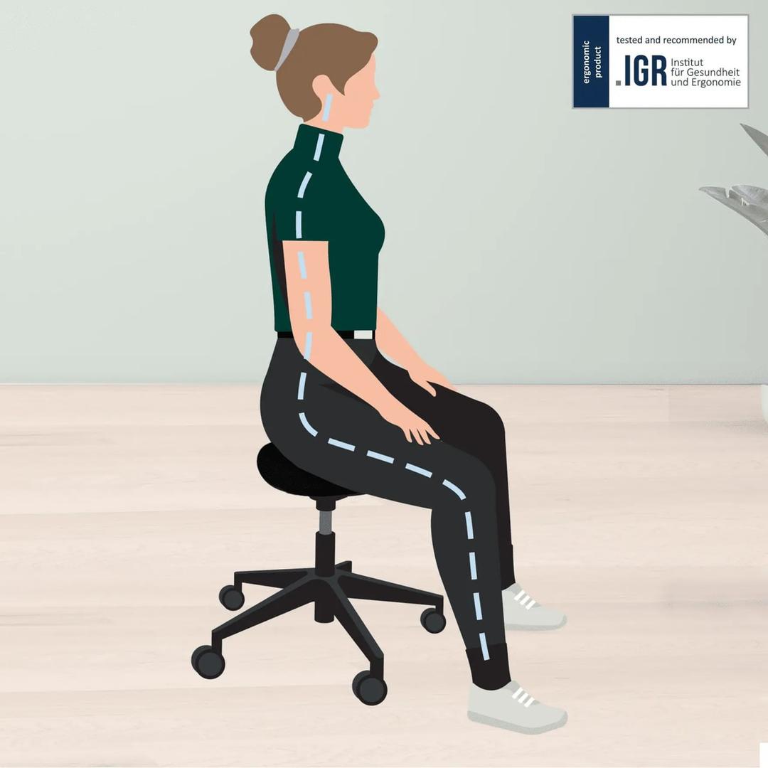 Tabouret à roulettes Ergo assise confortable noir LEITZ - Tabouret à roulettes LEITZ Ergo assise confortable noir, posture