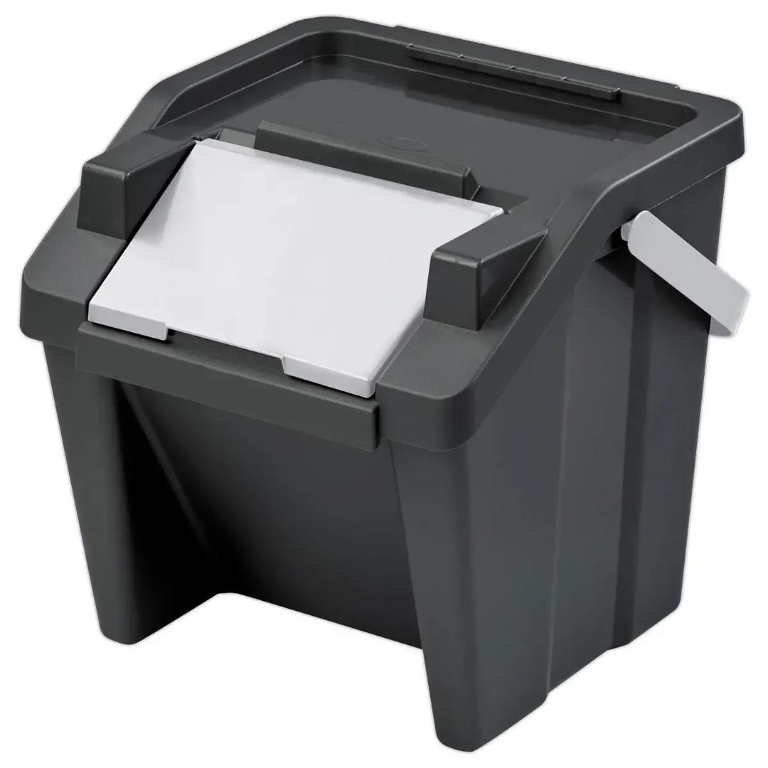 Kit de tri de 3 poubelles empilables Tower CEP - Kit de tri CEP Tower, poubelle à clapet blanc