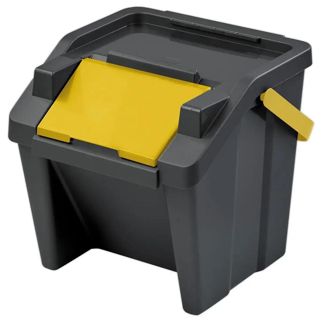 Kit de tri de 3 poubelles empilables Tower CEP - Kit de tri CEP Tower, poubelle à clapet jaune