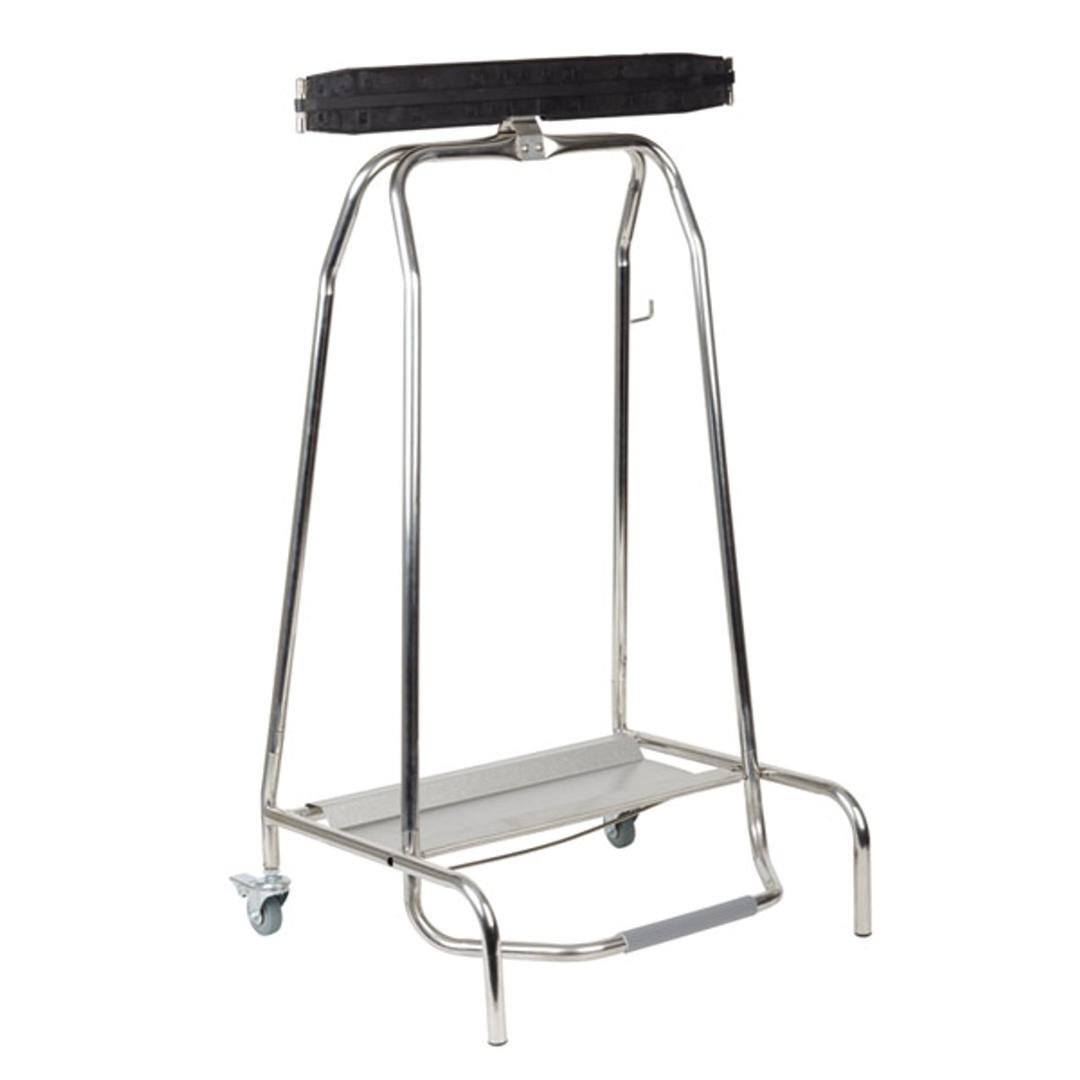 Support de sac à pédale sur roulettes, 120 litres QUICKSTEP APS - Support de sac à pédale APS QUICKSTEP 120 litres en inox, vue de face