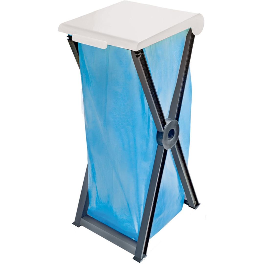 Support de sac poubelle, jusqu'à 70 litres support de sac avec couvercle PEGGY PERFECT - Support de sac poubelle Peggy Perfect avec couvercle, cadre noir et couvercle blanc