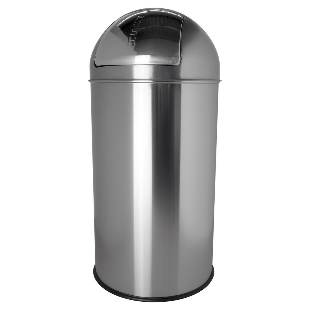 Poubelle à clapet en métal, 30 ou 50 litres Poubelle à clapet the dome HELIT - Poubelle à clapet helit the dome argent 30 litres, vue de face