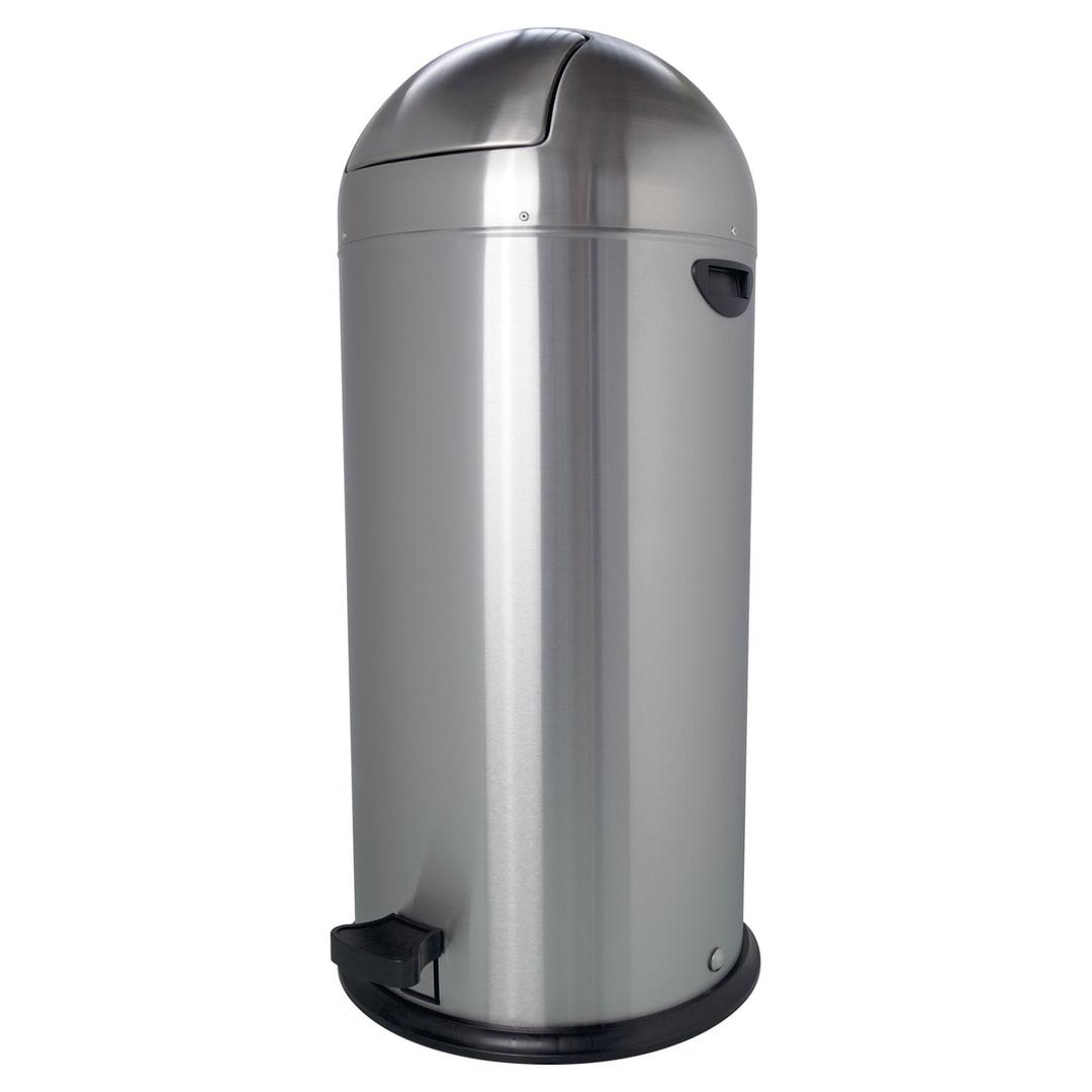 Grande poubelle à clapet et pédale, 52 litres Poubelle à pédale the step dome 52 litres HELIT - Poubelle à pédale helit the step dome 52 litres argent, vue de face