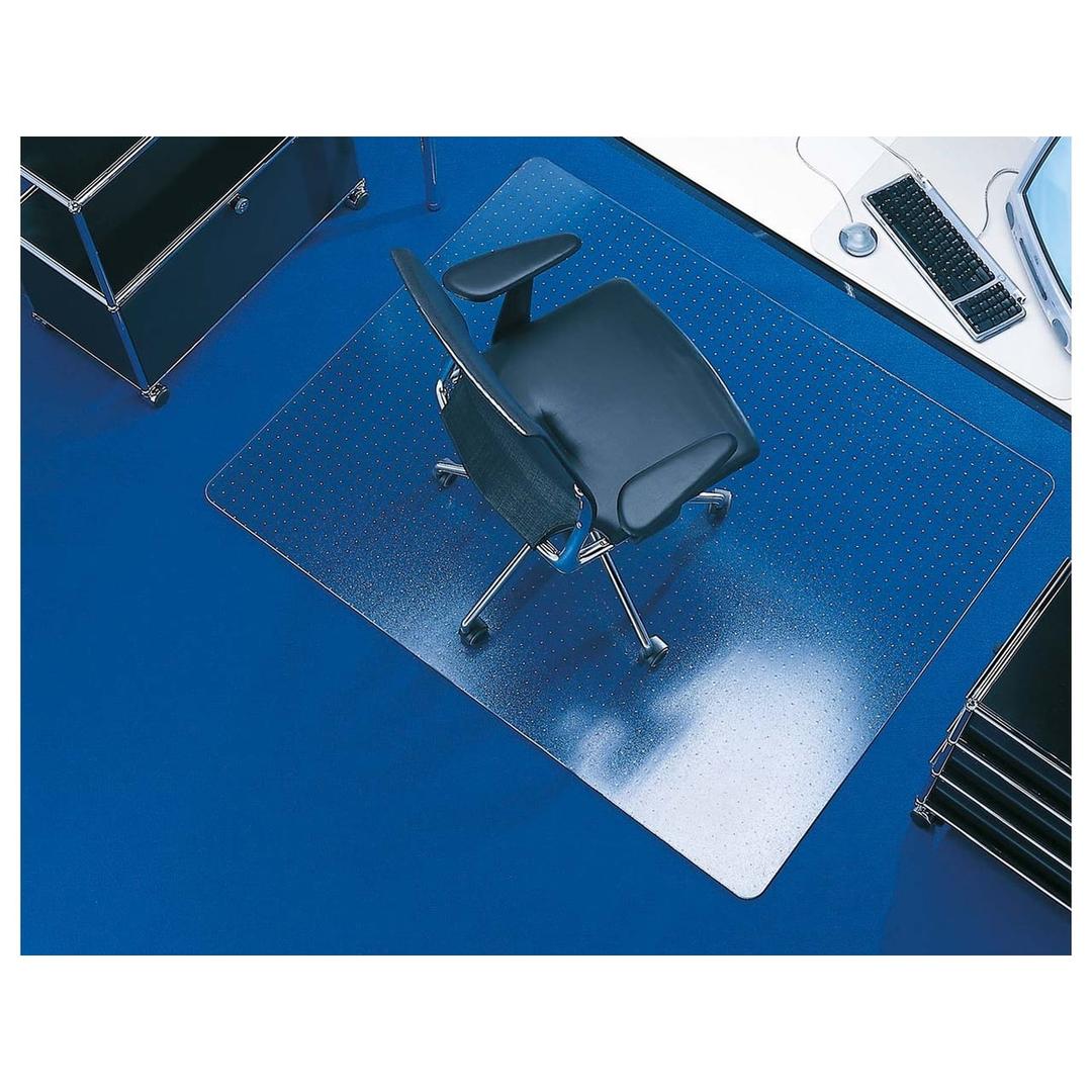 Tapis de sol de bureau en PET, 2,1 mm Duragrip Meta pour moquette RS OFFICE - Tapis de sol RS Office Duragrip Meta posé sur une moquette bleue