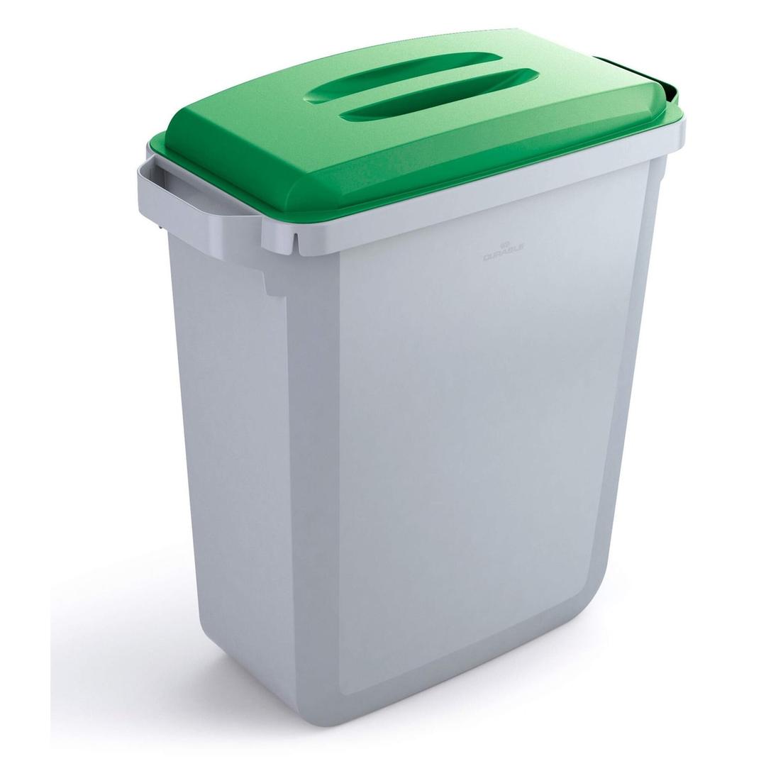 Poubelle de tri rectangulaire, 60 litres DURABIN 60 DURABLE - Poubelle DURABLE DURABIN 60 litres gris, avec un couvercle de couleur, vendu à part