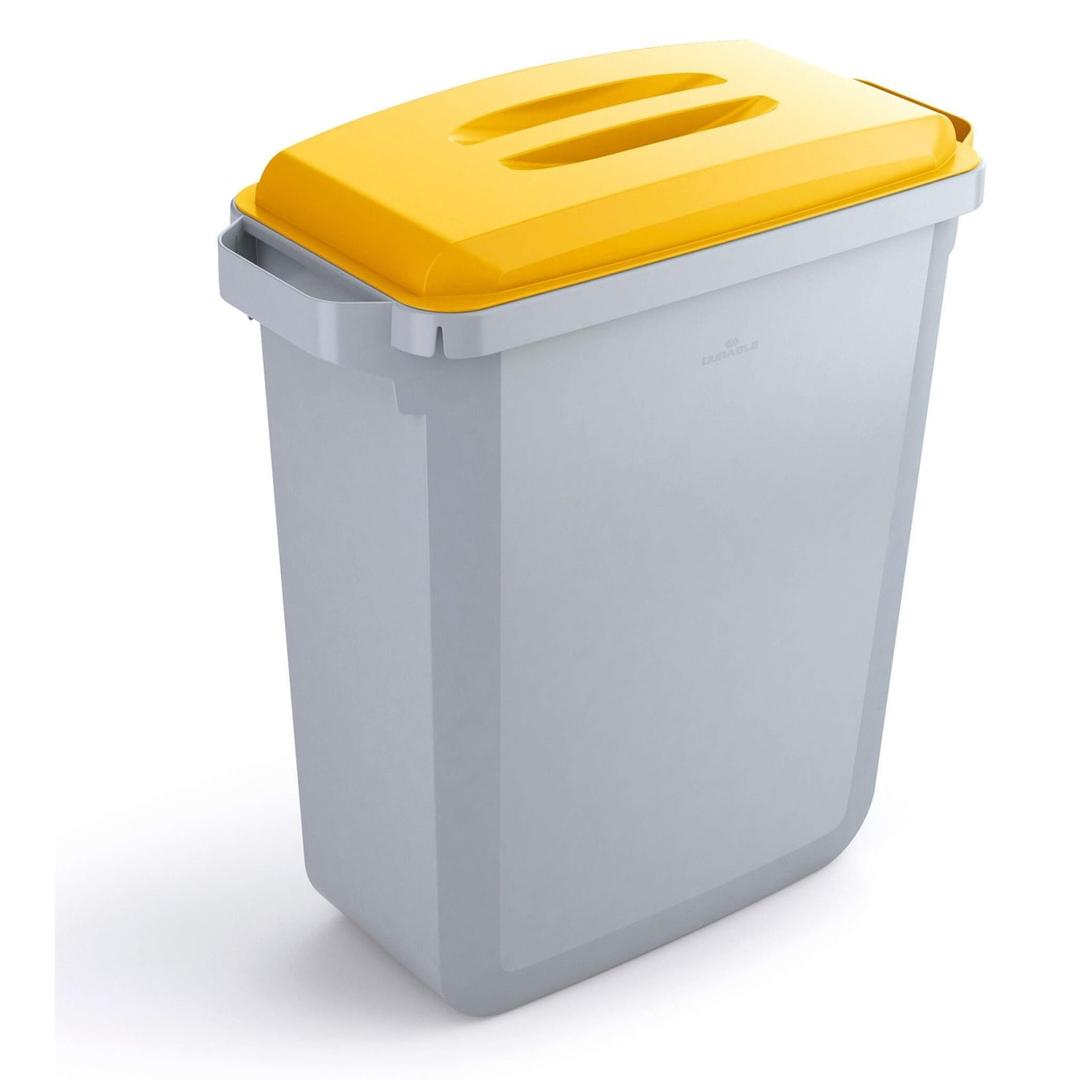 Poubelle de tri rectangulaire, 60 litres DURABIN 60 DURABLE - Poubelle DURABLE DURABIN 60 litres gris, avec un couvercle de couleur, vendu à part