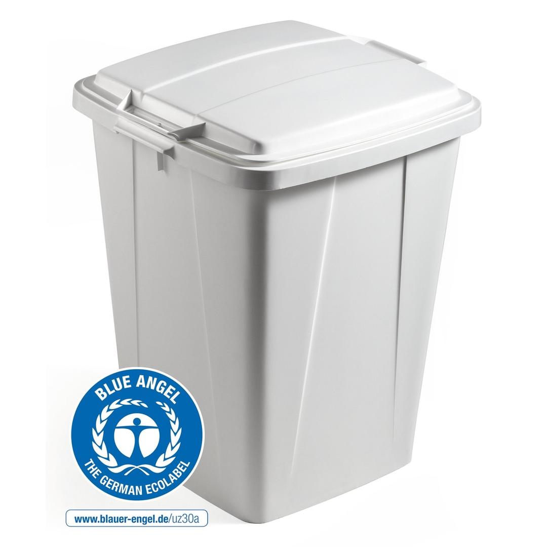 Poubelle de tri carrée en plastique recyclé, 90 litres DURABIN ECO 90 DURABLE - Poubelle DURABLE DURABIN ECO 90 litres gris, avec un couvercle de couleur, vendu à part