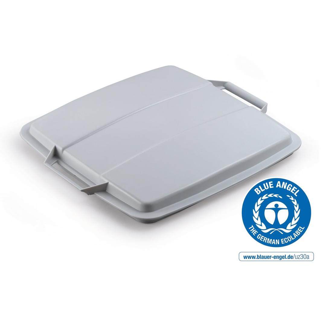 Couvercle en plastique recyclé pour poubelle DURABIN 90 litres DURABIN ECO LID 90 DURABLE - Couvercle DURABLE DURABIN ECO LID 90 gris, vue d'ensemble