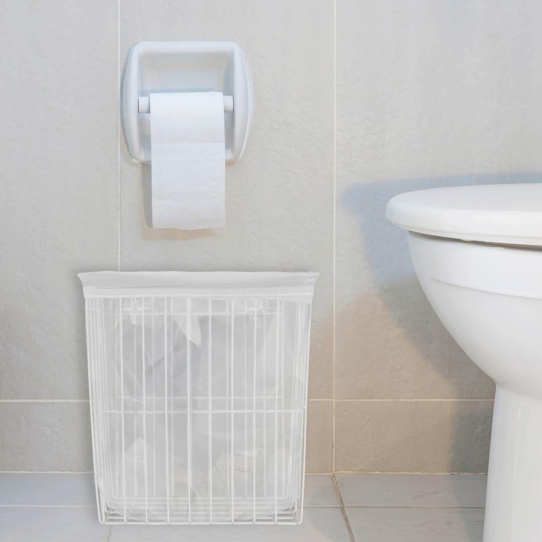Corbeille murale grillagée pour sanitaires, 20 litres corbeille murale en maille métallique 20 litres TORK - Corbeille murale Tork en maille métallique fixée sous un lavabo